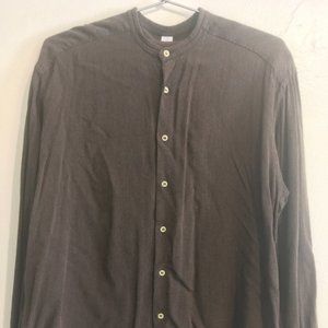 S Giorgio Armani Le Collezioni Vintage band collar chocolate/charcoal button up